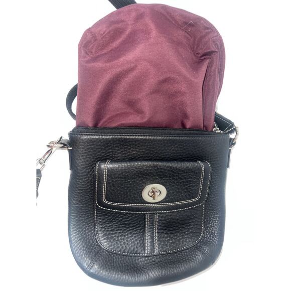 Coach 2-Piece Set – Black Pebbled Leather Crossbody + Blue Canvas Wristlet - Picture 4 of 10